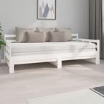 vidaXL Slaapbank uitschuifbaar massief grenenhout wit, 90 cm, Eenpersoons, Verzenden, Wit