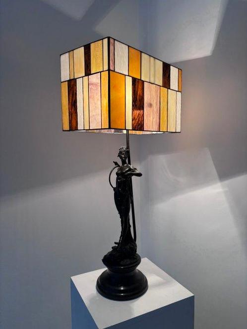 Stile Tiffany - Bureaulamp - Glas-in-lood, Antiek en Kunst, Curiosa en Brocante