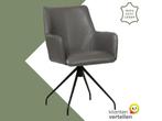 Leren eetkamerstoel Wave - Granada Steel (grijs) - Spinpoot, Bohemian, Eigentijds, Industrieel, Modern, Scandinavisch, Nieuw, Leer