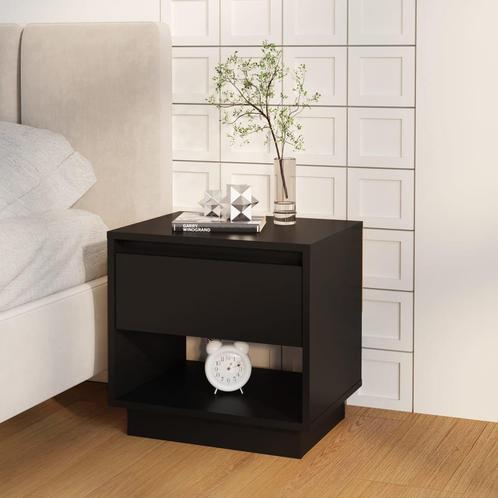 vidaXL Nachtkastje 45x34x44 cm bewerkt hout zwart, Huis en Inrichting, Slaapkamer | Nachtkastjes, Nieuw, Minder dan 45 cm, Hout
