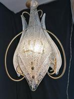 Lamp - Gezandstraalde glazen hanglamp, Antiek en Kunst
