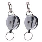 Fako Bijoux ® - 2x RVS Sleutelhanger Met Uittrekbaar Koord -, Verzenden, Nieuw