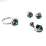 Zilveren groen witte Diana zirkonia set ring hanger, Sieraden, Tassen en Uiterlijk, Ringen, Nieuw, Groen, Verzenden