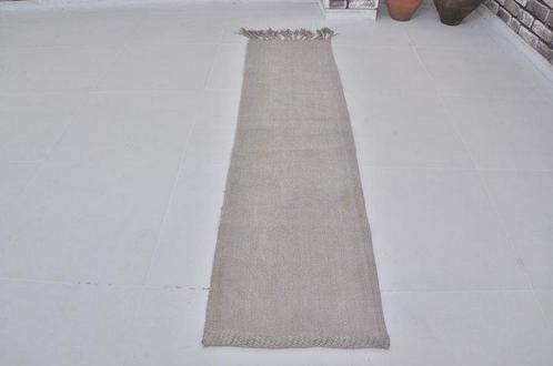 Beige Vintahe hennep tapijt - Kelim - 200 cm - 50 cm, Huis en Inrichting, Stoffering | Tapijten en Kleden