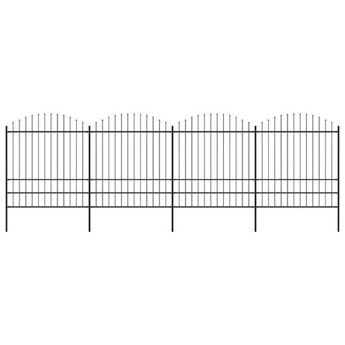 vidaXL Tuinhek met speren bovenkant (1,75-2)x6,8 m staal, Tuin en Terras, Schuttingen, Nieuw, IJzer, 2 meter of meer, Verzenden
