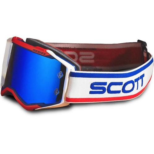 Crossbril Scott Prospect Retro - Blauw / Wit / Rood, Motoren, Kleding | Motorkleding, Nieuw met kaartje, Motorcrosskleding, Verzenden