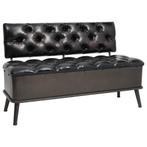 Opbergbank 110cm Zwart Leer | Retourdeal | Ruimtebesparing, Minder dan 75 cm, Vintage, Nieuw, Ophalen of Verzenden