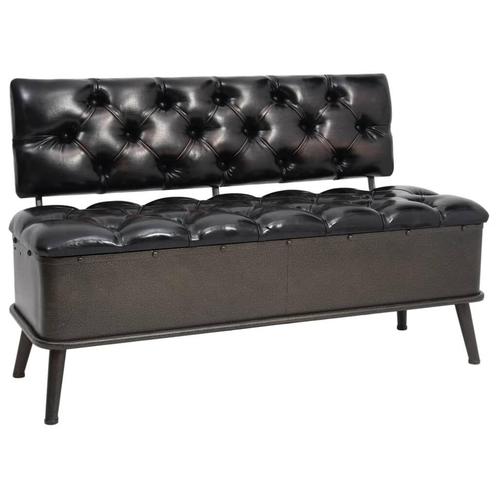 Opbergbank 110cm Zwart Leer | Retourdeal | Ruimtebesparing, Huis en Inrichting, Banken | Bankstellen, Minder dan 150 cm, Minder dan 75 cm