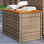 vidaXL Tuinbijzettafels 2 st 55x34x37 cm poly rattan en hout, Tuin en Terras, Verzenden, Nieuw