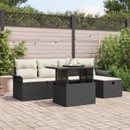 vidaXL Tuin Sofa Set met kussen met opslag 6 pcs Zwart Poly, Verzenden, Nieuw, Rotan