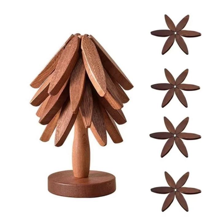 DWIH - Houten Pannenonderzetter - set van 4 Walnoot - Bo..., Diversen, Overige Diversen