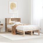 vidaXL Bed met boekenkast zonder matras massief hout 90x190, Huis en Inrichting, 90 cm, Eenpersoons, Verzenden, Wit