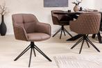 Draaibare Design Stoel EUPHORIA Bruin Echt Leer Zwart, Huis en Inrichting, Stoelen, Ophalen of Verzenden, Nieuw