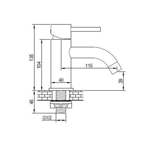 Fonteinkraan Brauer Black 13.5 cm Mat Zwart, Doe-het-zelf en Verbouw, Sanitair, Ophalen of Verzenden