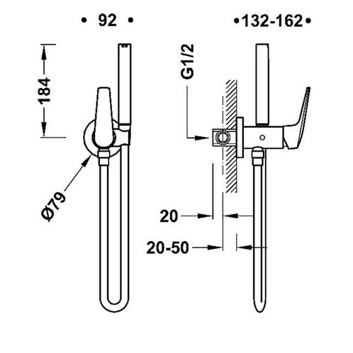 Inbouw Bidetmengkraan Tres Fuji Met Doucheslang 18.4 cm En, Doe-het-zelf en Verbouw, Sanitair, Ophalen of Verzenden