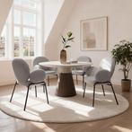 Stoel Scandi gestoffeerd, bouclé stof - lichtgrijs, Set van, Verzenden, Nieuw