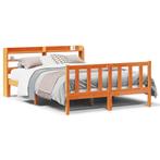 vidaXL Bedframe met hoofdbord massief grenenhout wasbruin, Huis en Inrichting, Slaapkamer | Bedden, Bruin, Verzenden, Nieuw, 190 cm of minder