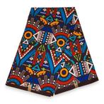 Afrikaanse print stof - Blauwe Tribal Patterns - 100% katoen, Ophalen of Verzenden, Nieuw
