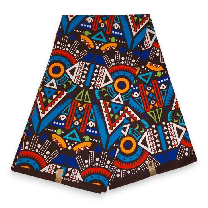 Afrikaanse print stof - Blauwe Tribal Patterns - 100% katoen, Hobby en Vrije tijd, Stoffen en Lappen, Nieuw, Ophalen of Verzenden