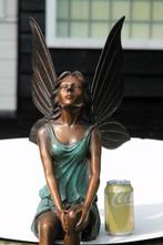 sculptuur, zittende fee voor huis of tuin geheel brons - 0