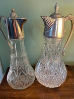 Karaf (2) - Glas, Verzilverd - Wijnkannen, zilveren deksels