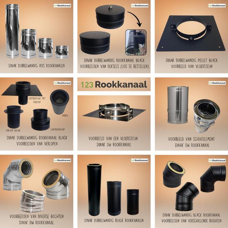 Dubbelwandig rookkanaal DINAK met een goed advies !, Huis en Inrichting, Kachels, Vrijstaand, Nieuw, Hout, Ophalen of Verzenden