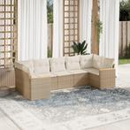 vidaXL 7-delige Loungeset met kussens poly rattan beige, Verzenden, Nieuw, Rotan, Loungeset