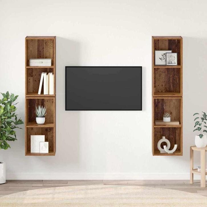 vidaXL Tv-meubelset 4 pcs Oud Hout 37 x 37 x 72 cm Bewerkt, Huis en Inrichting, Kasten | Televisiemeubels, Nieuw, Minder dan 50 cm