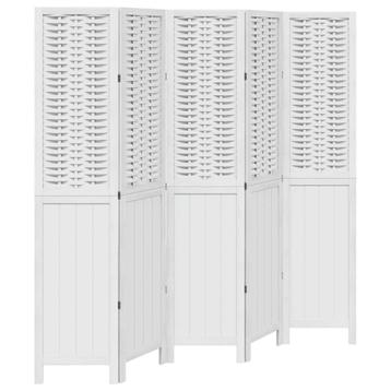 5-Panel Kamerscherm Paulownia - Wit Tweedekansje! Limited... beschikbaar voor biedingen