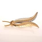 Gouden broche van twee veren (veer, fantasie, 14 karaat), Sieraden, Tassen en Uiterlijk, Broches, Ophalen of Verzenden, Gebruikt