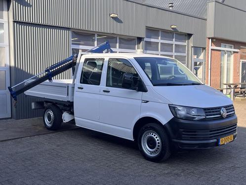 Volkswagen Transporter 2.0 TDI L2H1 DC, Auto's, Bestelauto's, Dealer onderhouden, Lease, Zwart, Handgeschakeld, Wit, Financial lease