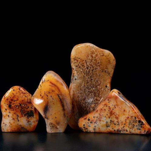Lotto van Agata Muschiata Amberkleur uit Madagascar -, Verzamelen, Mineralen en Fossielen