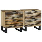 vidaXL Nachtkastje 2 pcs Bruin 40 x 33 x 46 cm massief, Minder dan 45 cm, Verzenden, Nieuw, Minder dan 55 cm