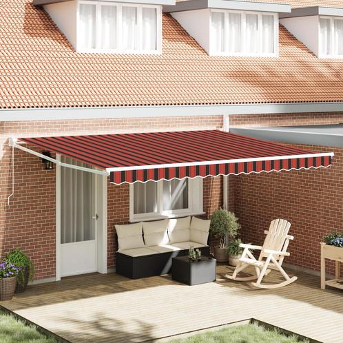 vidaXL Handmatige Uittrekbare Zonwering in Oranje en Bruin,, Tuin en Terras, Zonneschermen, Nieuw, Verzenden