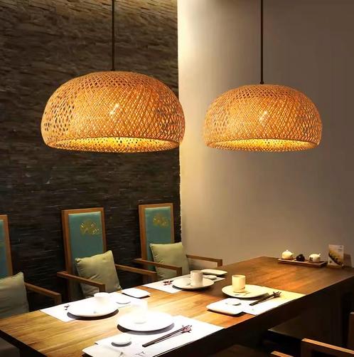 Boho Sinnerlig E27 - Handgeweven Bamboe en Rotan Hanglamp, Huis en Inrichting, Lampen | Plafondlampen, Nieuw, Hout, Overige materialen