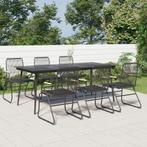 vidaXL 7-delige Tuinset PVC-rattan zwart, 6 zitplaatsen, Nieuw, Tuinset, Verzenden