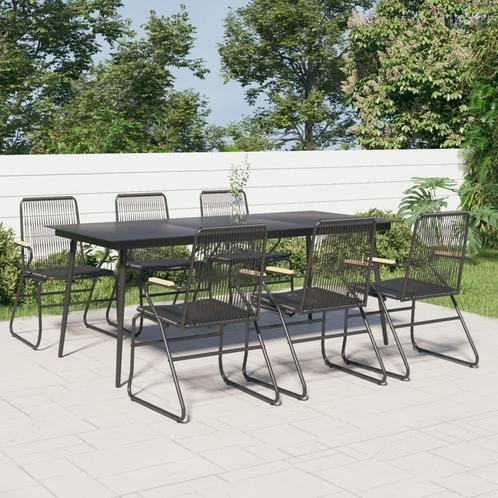 vidaXL 7-delige Tuinset PVC-rattan zwart, Tuin en Terras, Tuinsets en Loungesets, Tuinset, Nieuw, 6 zitplaatsen, Rotan, Verzenden