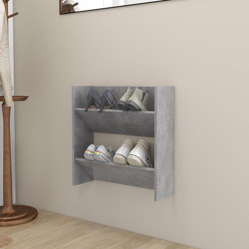 vidaXL Wandschoenenkast 60x18x60 cm spaanplaat betongrijs, Huis en Inrichting, Kasten | Schoenenrekken, Nieuw, Verzenden