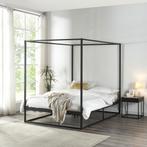 [en.casa] Hemelbed Kristianstad met bedbodem 140x200 cm zwar, Verzenden, Nieuw