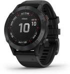Garmin Fenix 6 Pro 47 mm zwart met een zwarte siliconen