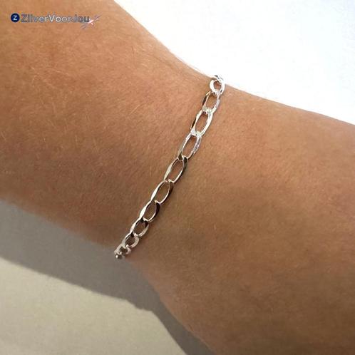 Zilveren lange gourmet schakel armband, Sieraden, Tassen en Uiterlijk, Armbanden, Nieuw, Verzenden