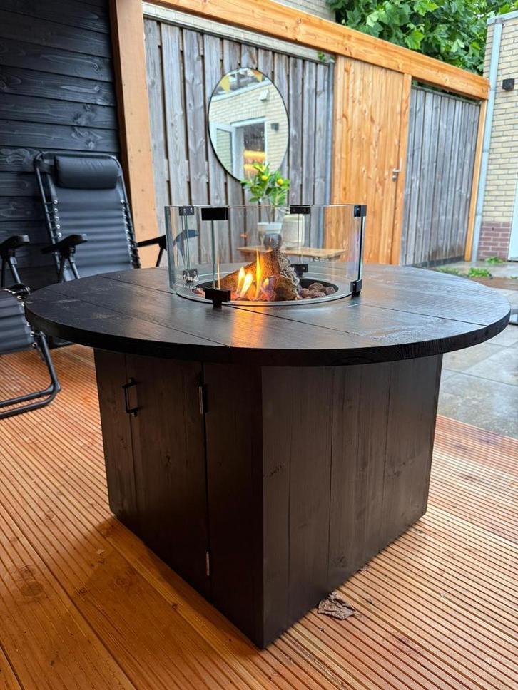 Ronde Vuurtafel van Steigerhout Ø100  Met Gashaard voor Tuin, Tuin en Terras, Vuurtafels, Nieuw, Ophalen of Verzenden