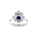 Witgouden vintage entourage ring met saffier en diamant 14, Ophalen of Verzenden, Nieuw