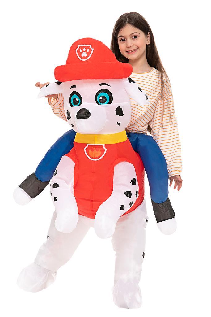 KIMU® Opblaas Kostuum Kinderen Patrol Paw Zittend Op Dalmati, Kinderen en Baby's, Carnavalskleding en Verkleedspullen, Nieuw, Ophalen of Verzenden