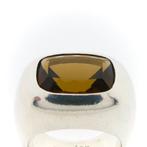 Zilveren ring met rookkwarts (eerste gehalte zilver, 925), Sieraden, Tassen en Uiterlijk, Ringen, Gebruikt, Overige kleuren, Ophalen of Verzenden