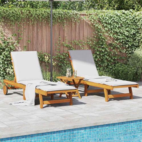 vidaXL Ligstoelen 2 st massief acaciahout, Tuin en Terras, Ligbedden, Nieuw, Verzenden