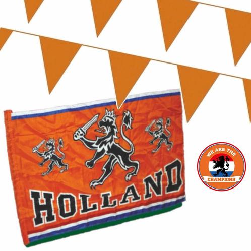 Oranje versiering buiten pakket 1x mega Holland spandoek/ .., Hobby en Vrije tijd, Feestartikelen, Ophalen of Verzenden