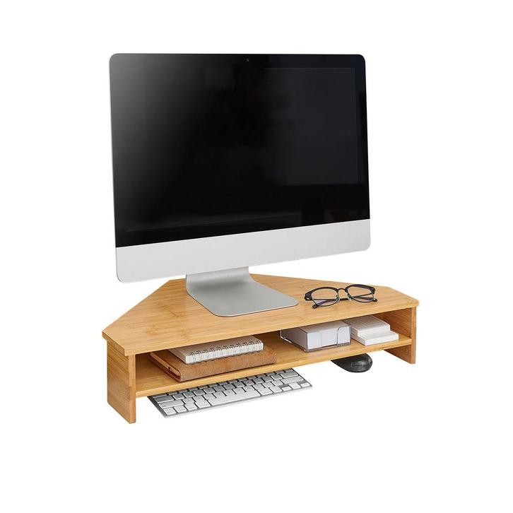 2dekans | SoBuy BBF09-N Bamboe Monitorstandaard Driehoek –, Huis en Inrichting, Bureaus, Zo goed als nieuw, Ophalen of Verzenden