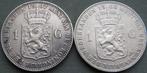 Nederland. Wilhelmina. 1 Gulden 1907 en 1908 (Zonder, Postzegels en Munten, Munten | Nederland