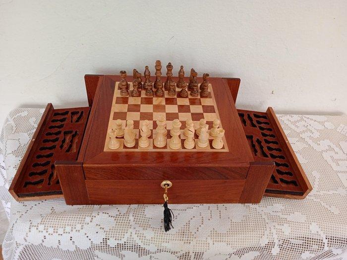 Schaakspel - edelhout, palisandro, Antiek en Kunst, Curiosa en Brocante